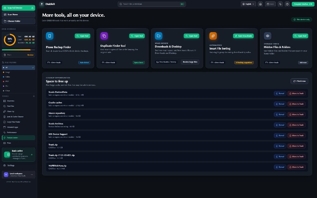 DiskShift Smart Search UI